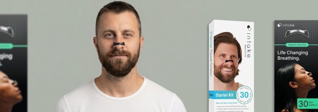 Intake breathing magnetic nasal strips